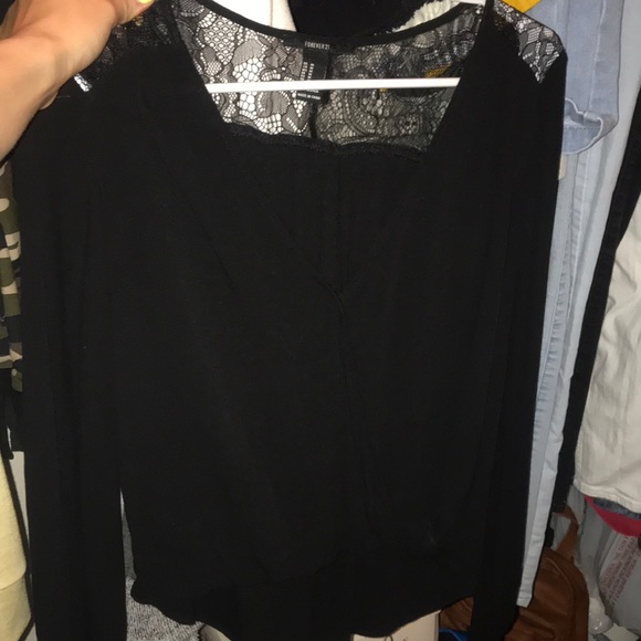 forever 21 lace black blouse - Picture 1 of 1